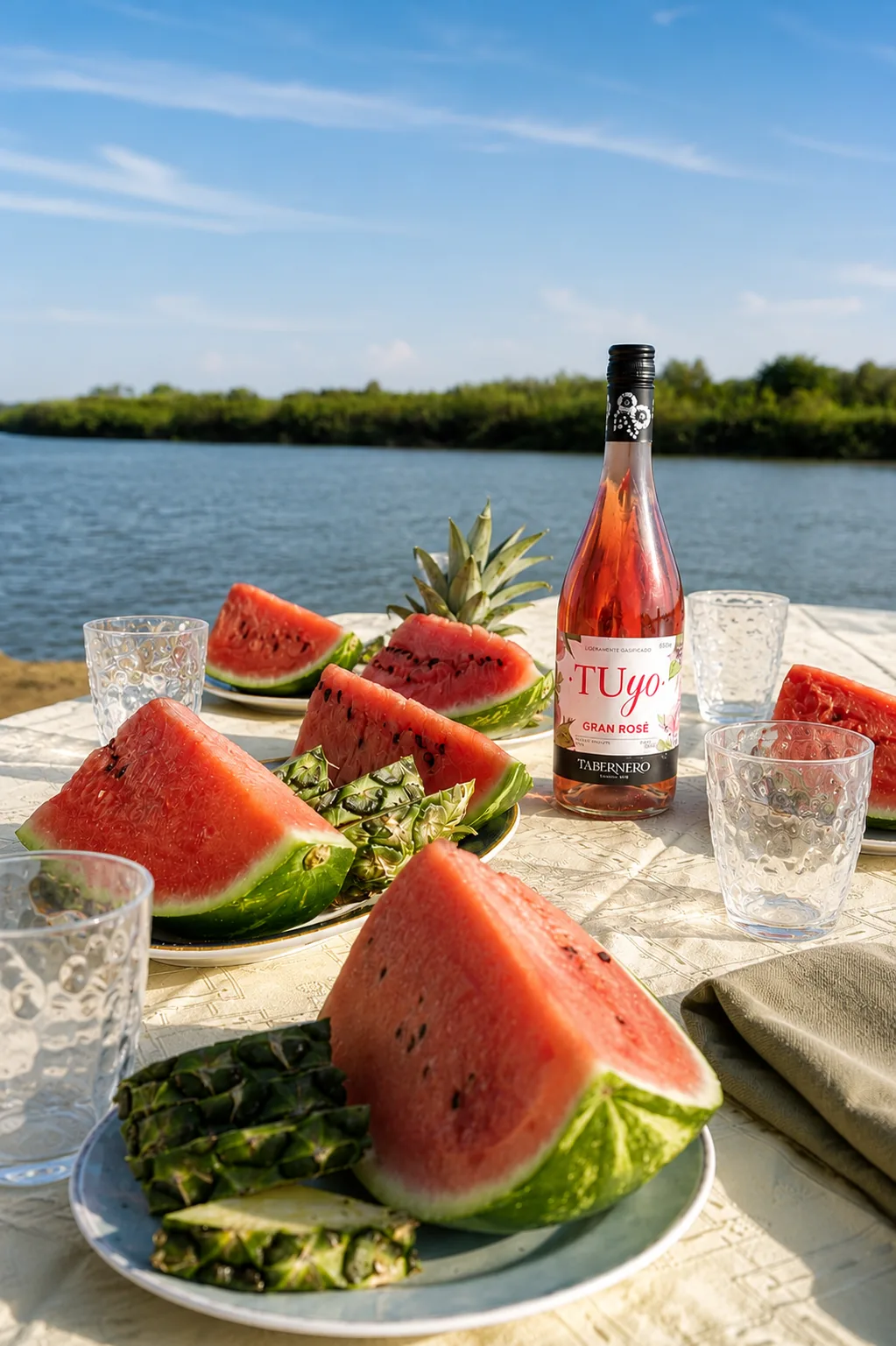 Picnic de frutas frente al río — Fundo Ikigai