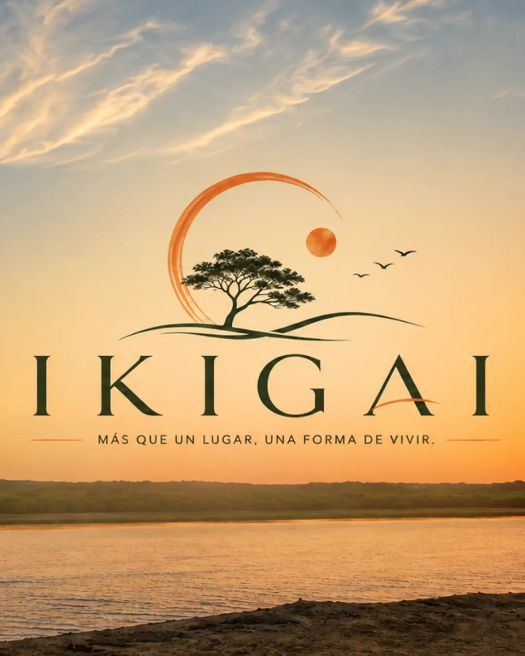 Marca IKIGAI sobre el atardecer
